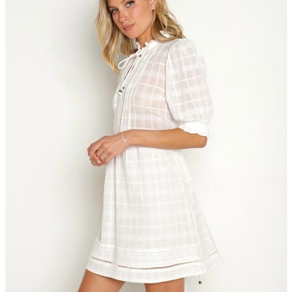 Kivari Serena Babydoll Mini Dress - White - size 10 US - NWT - Picture 6 of 16